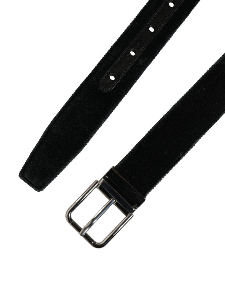 Dolce &amp; Gabbana Sample Sale Dolce &amp; Gabbana Black Suede Silver Tone Metal Buckle Men Belt - | Designer outlet