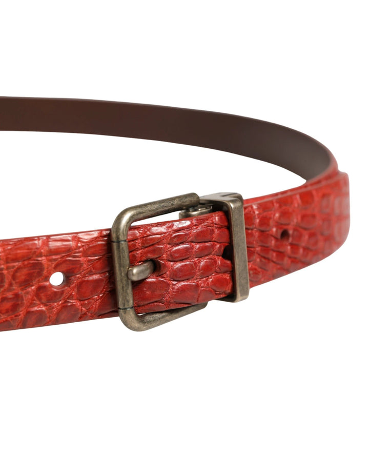 Dolce &amp; Gabbana Sample Sale Dolce &amp; Gabbana Red Leather Gold Tone Metal Buckle Men Belt - | Designer outlet