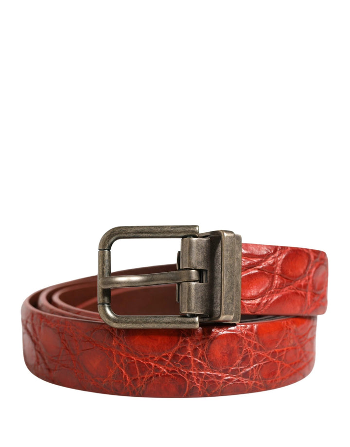 Dolce &amp; Gabbana Sample Sale Dolce &amp; Gabbana Red Leather Gold Tone Metal Buckle Men Belt - | Designer outlet