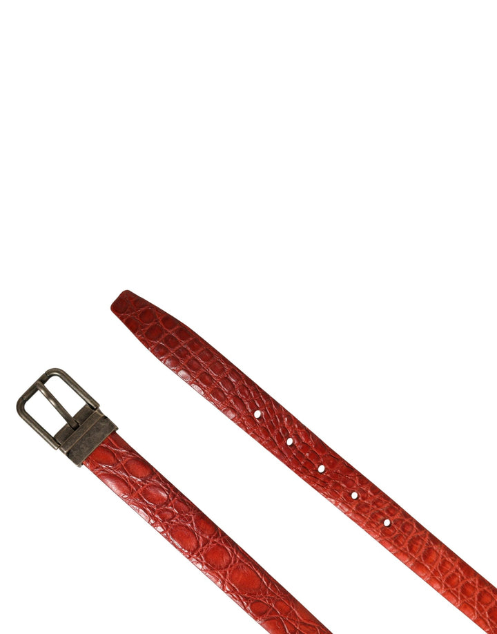 Dolce &amp; Gabbana Sample Sale Dolce &amp; Gabbana Red Leather Gold Tone Metal Buckle Men Belt - | Designer outlet