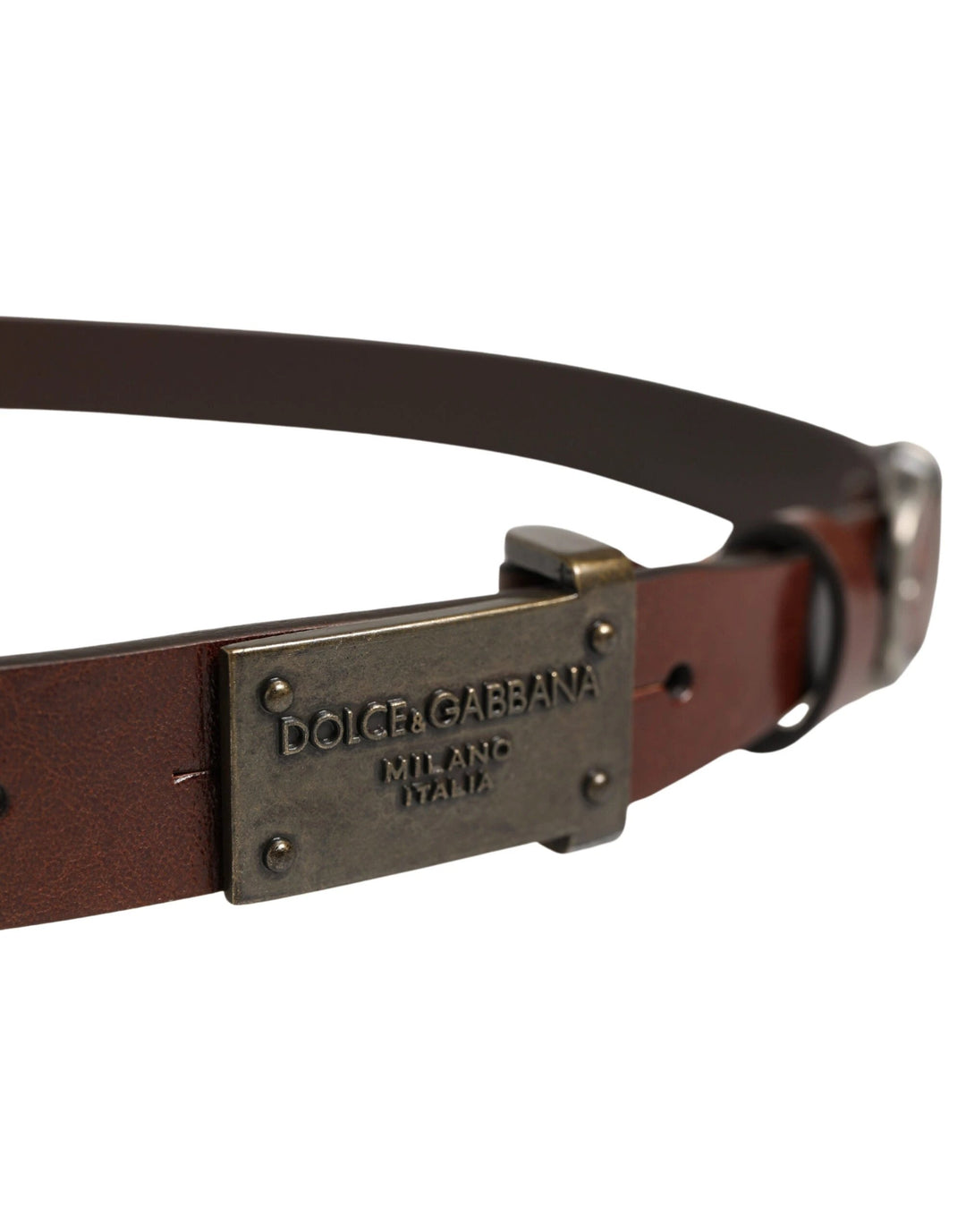 Dolce &amp; Gabbana Sample Sale Dolce &amp; Gabbana Brown Leather Logo Metal Buckle Men Belt - | Designer outlet