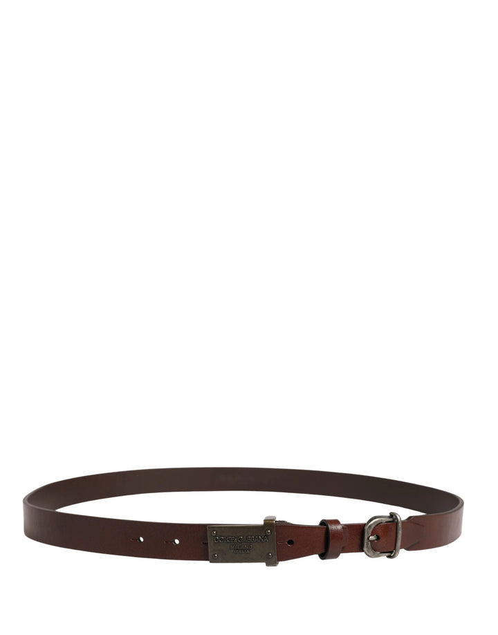 Dolce &amp; Gabbana Sample Sale Dolce &amp; Gabbana Brown Leather Logo Metal Buckle Men Belt - | Designer outlet