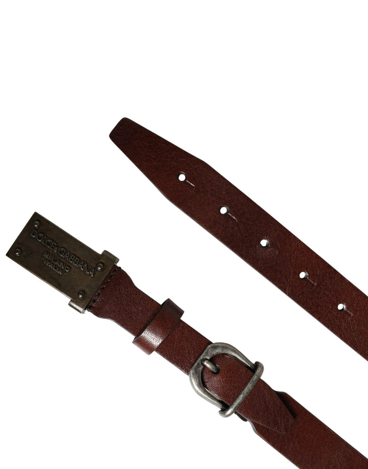 Dolce &amp; Gabbana Sample Sale Dolce &amp; Gabbana Brown Leather Logo Metal Buckle Men Belt - | Designer outlet