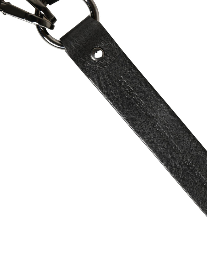 Dolce &amp; Gabbana Sample Sale Dolce &amp; Gabbana Black Leather Silver Chain Waist Men Belt - | Designer outlet