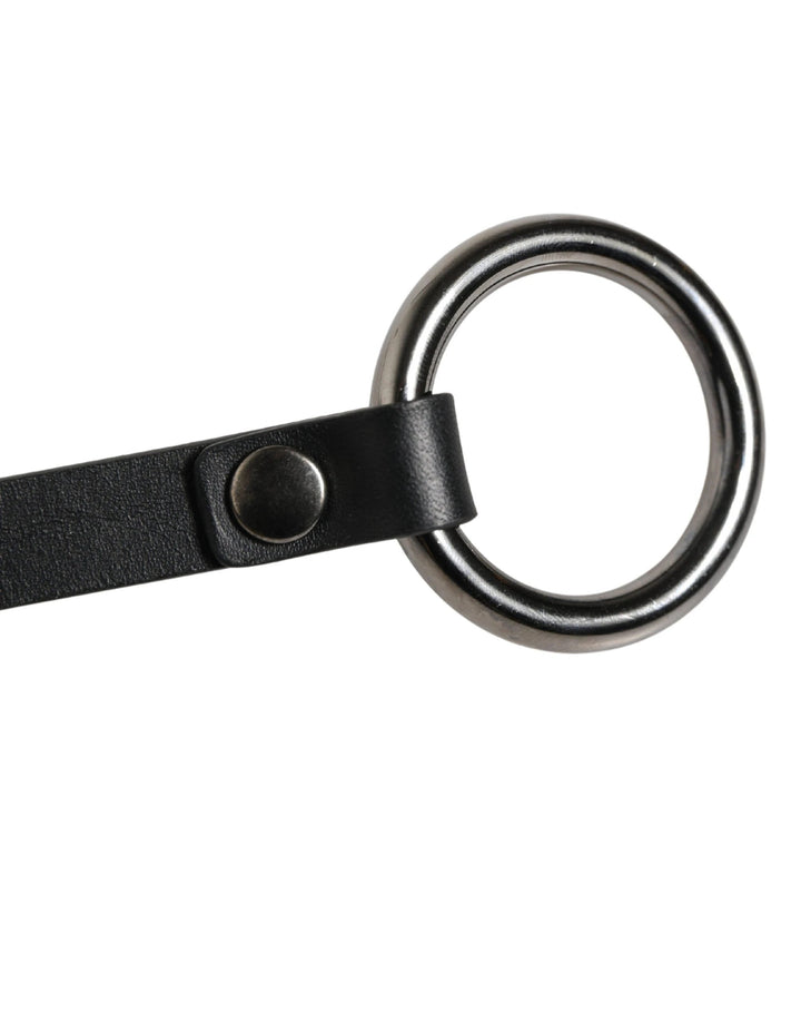 Dolce &amp; Gabbana Sample Sale Dolce &amp; Gabbana Black Leather Silver Chain Waist Men Belt - | Designer outlet