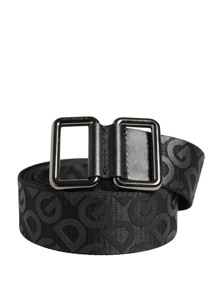 Dolce &amp; Gabbana Sample Sale Dolce &amp; Gabbana Black Logo Monogram Silver Metal Buckle Belt - | Designer outlet