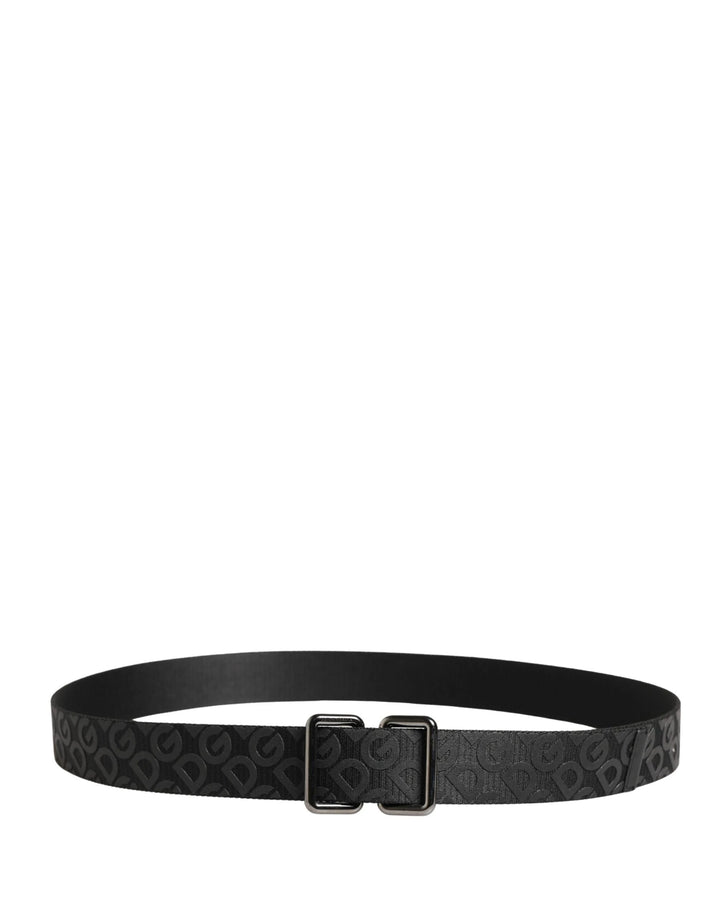 Dolce &amp; Gabbana Sample Sale Dolce &amp; Gabbana Black Logo Monogram Silver Metal Buckle Belt - | Designer outlet