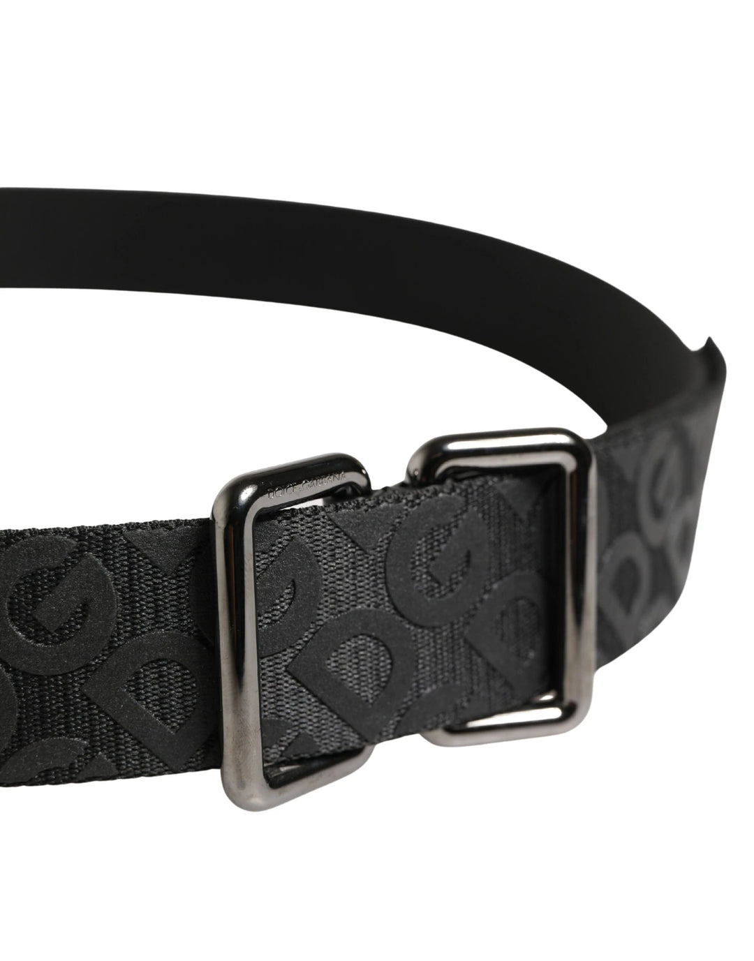 Dolce &amp; Gabbana Sample Sale Dolce &amp; Gabbana Black Logo Monogram Silver Metal Buckle Belt - | Designer outlet