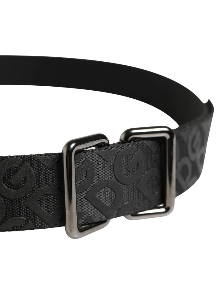 Dolce &amp; Gabbana Sample Sale Dolce &amp; Gabbana Black Logo Monogram Silver Metal Buckle Belt - | Designer outlet