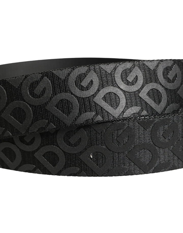 Dolce &amp; Gabbana Sample Sale Dolce &amp; Gabbana Black Logo Monogram Silver Metal Buckle Belt - | Designer outlet