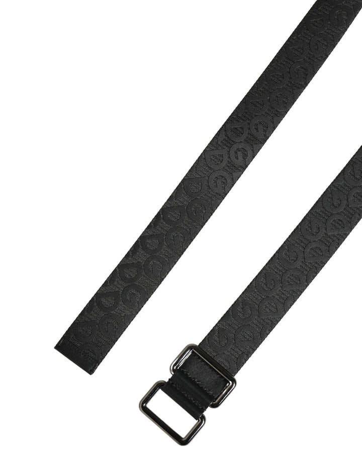 Dolce &amp; Gabbana Sample Sale Dolce &amp; Gabbana Black Logo Monogram Silver Metal Buckle Belt - | Designer outlet