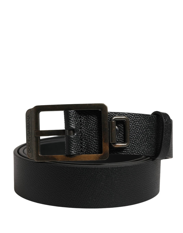 Dolce &amp; Gabbana Sample Sale Dolce &amp; Gabbana Black Calf Leather Gold Metal Buckle Belt - | Designer outlet