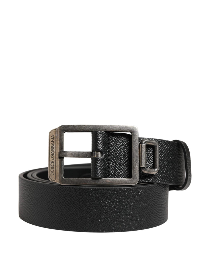 Dolce &amp; Gabbana Sample Sale Dolce &amp; Gabbana Black Calf Leather Silver Metal Buckle Belt - | Designer outlet