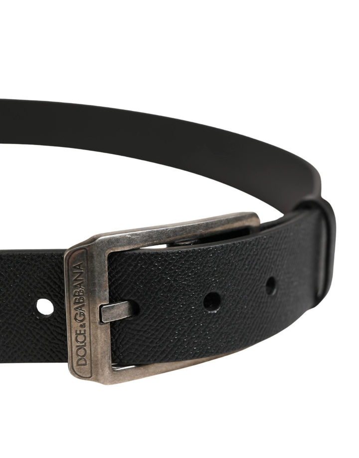 Dolce &amp; Gabbana Sample Sale Dolce &amp; Gabbana Black Calf Leather Silver Metal Buckle Belt - | Designer outlet