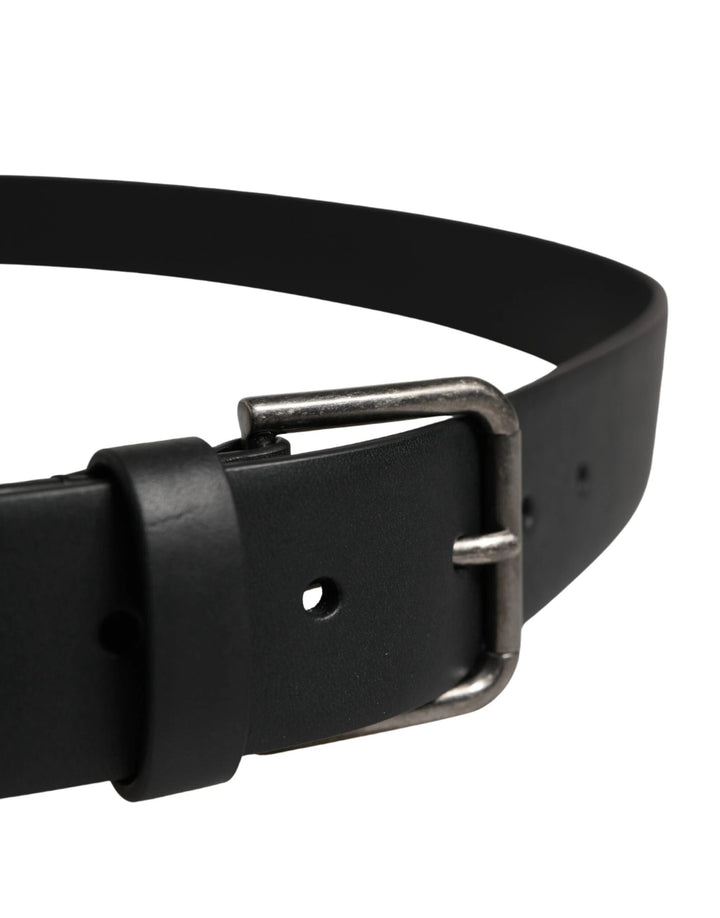 Dolce &amp; Gabbana Sample Sale Dolce &amp; Gabbana Black Calf Leather Silver Metal Buckle Belt - | Designer outlet