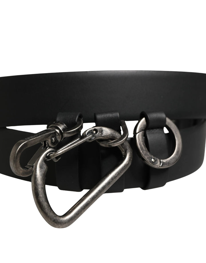 Dolce &amp; Gabbana Sample Sale Dolce &amp; Gabbana Black Calf Leather Silver Metal Buckle Belt - | Designer outlet