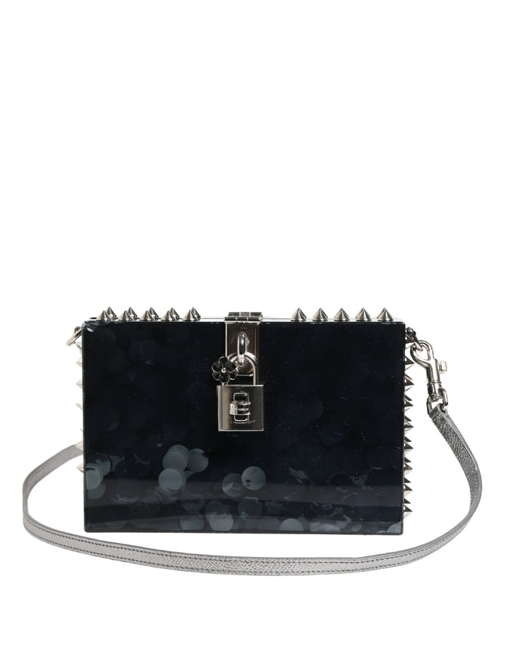 Dolce & Gabbana Sample Sale Dolce & Gabbana Black Acrylic Plexiglass Studded DOLCE BOX Clutch Bag - | Designer outlet