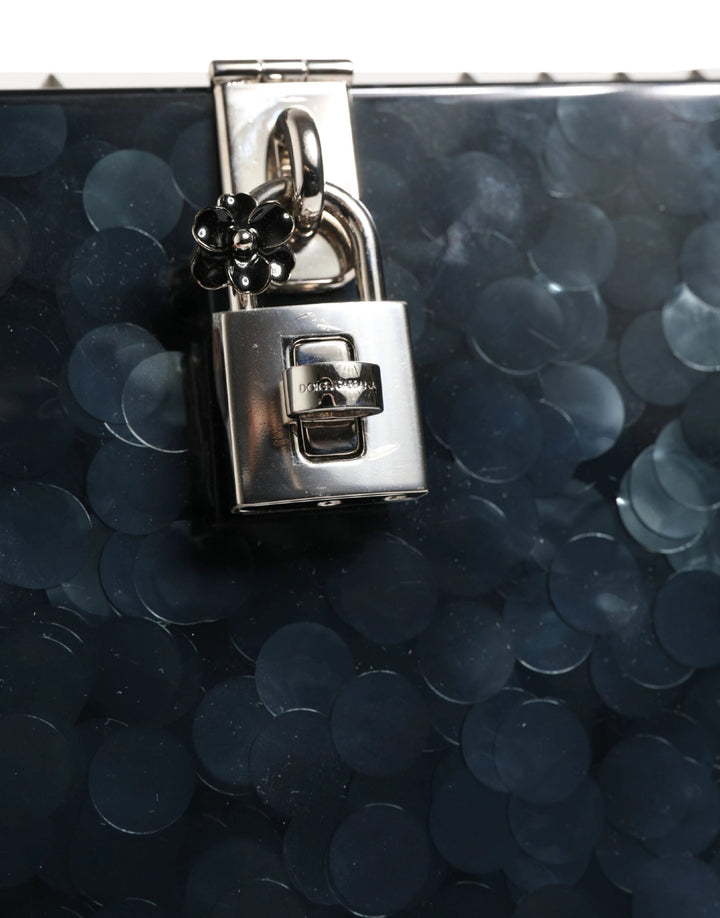 Dolce & Gabbana Sample Sale Dolce & Gabbana Black Acrylic Plexiglass Studded DOLCE BOX Clutch Bag - | Designer outlet