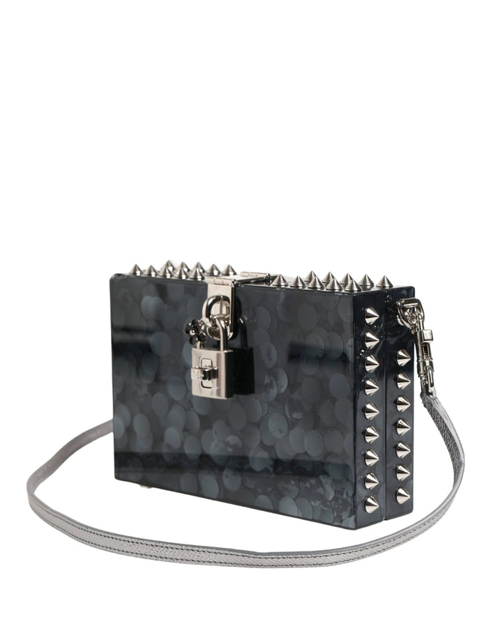 Dolce & Gabbana Sample Sale Dolce & Gabbana Black Acrylic Plexiglass Studded DOLCE BOX Clutch Bag - | Designer outlet