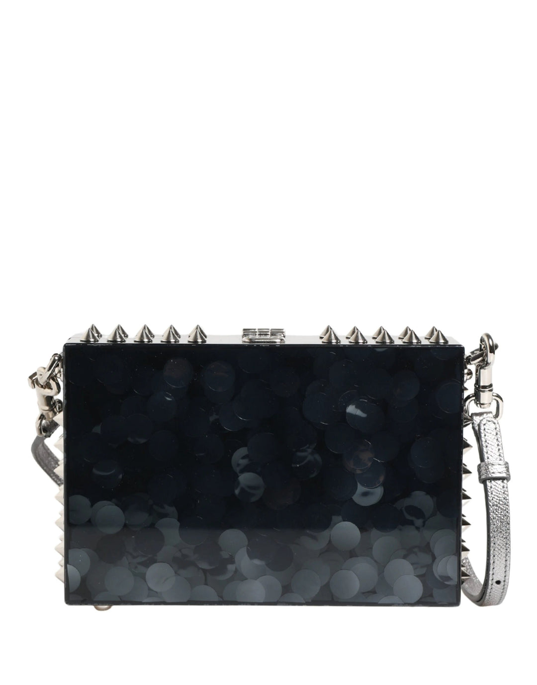 Dolce & Gabbana Sample Sale Dolce & Gabbana Black Acrylic Plexiglass Studded DOLCE BOX Clutch Bag - | Designer outlet