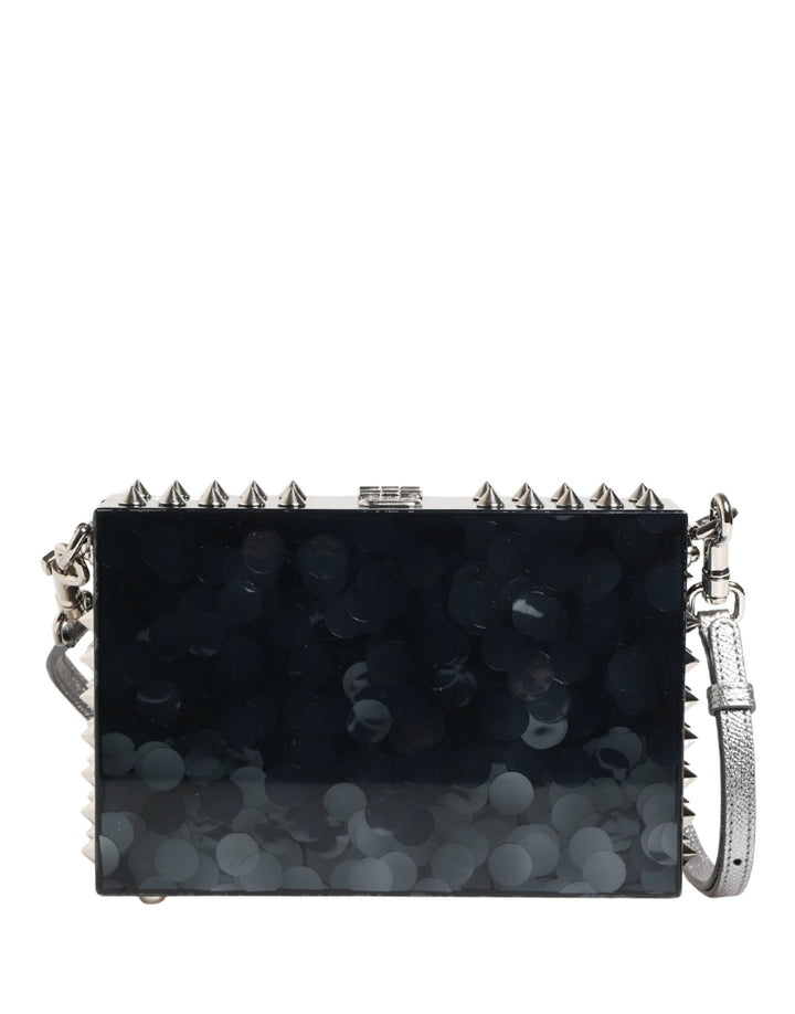 Dolce & Gabbana Sample Sale Dolce & Gabbana Black Acrylic Plexiglass Studded DOLCE BOX Clutch Bag - | Designer outlet