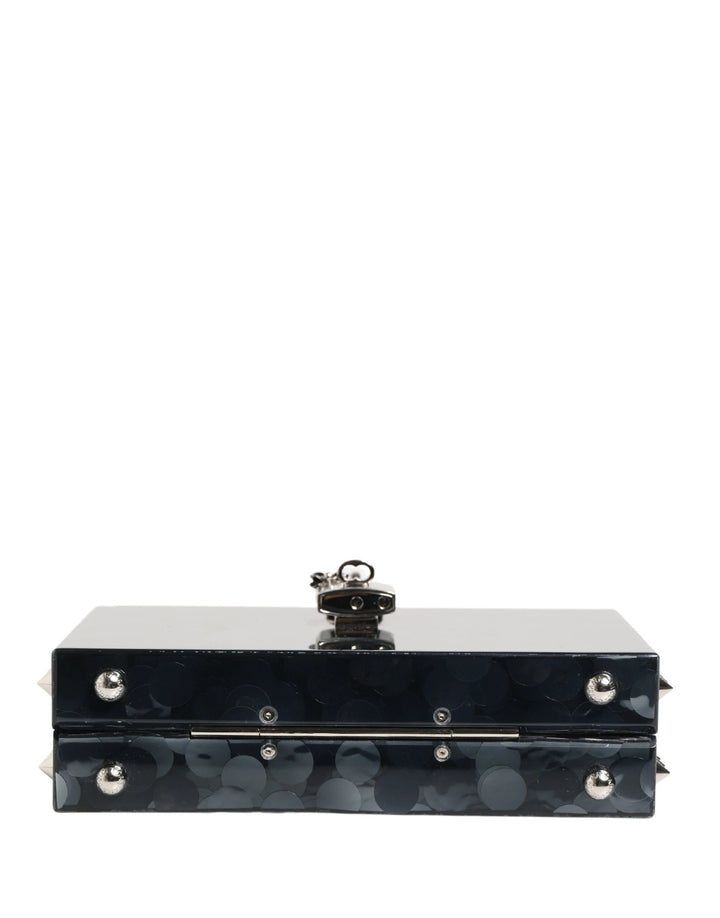 Dolce & Gabbana Sample Sale Dolce & Gabbana Black Acrylic Plexiglass Studded DOLCE BOX Clutch Bag - | Designer outlet