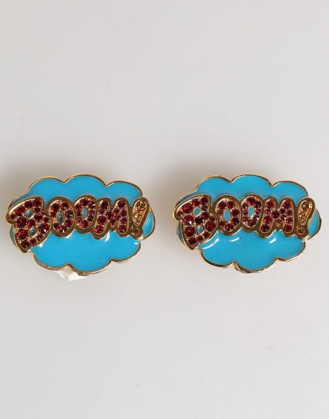 Dolce &amp; Gabbana Sample Sale Dolce &amp; Gabbana Gold Brass BOOM Cartoon Crystal Clip-On Women - | Designer outlet
