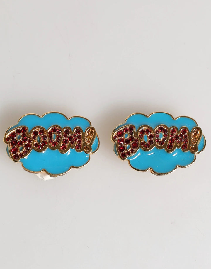 Dolce &amp; Gabbana Sample Sale Dolce &amp; Gabbana Gold Brass BOOM Cartoon Crystal Clip-On Women - | Designer outlet