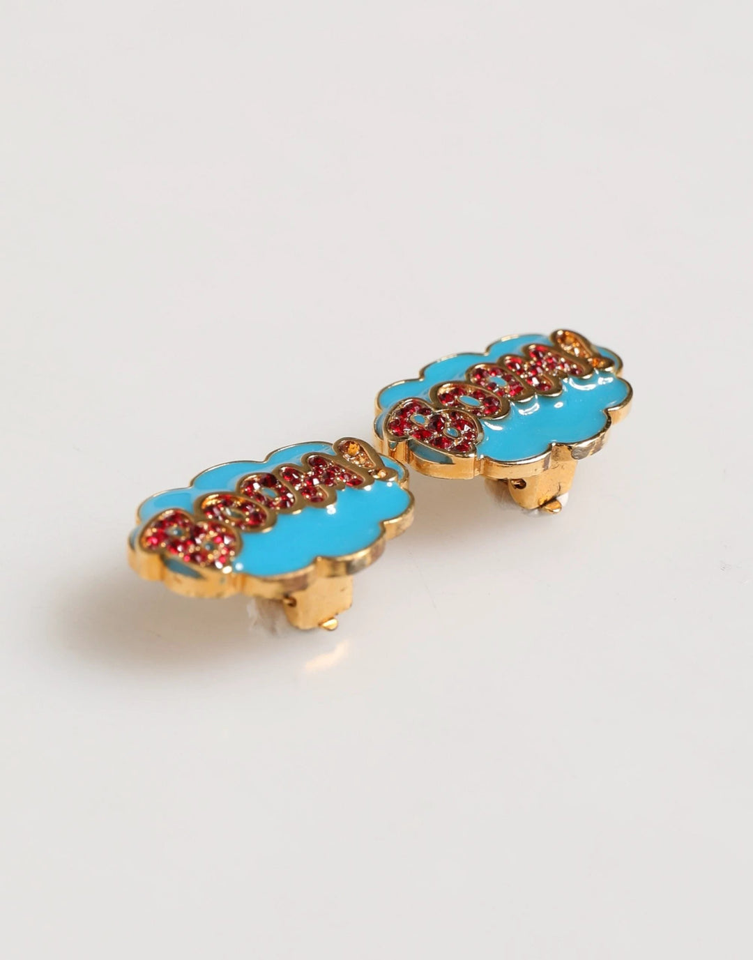 Dolce &amp; Gabbana Sample Sale Dolce &amp; Gabbana Gold Brass BOOM Cartoon Crystal Clip-On Women - | Designer outlet