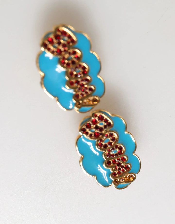 Dolce &amp; Gabbana Sample Sale Dolce &amp; Gabbana Gold Brass BOOM Cartoon Crystal Clip-On Women - | Designer outlet