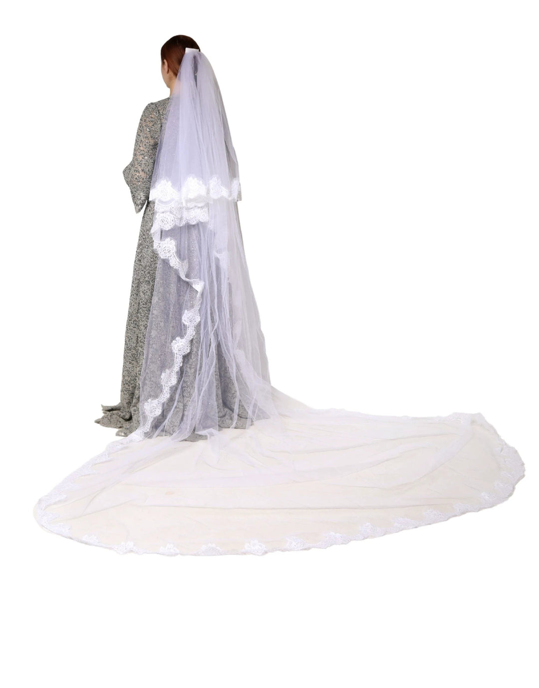 Dolce &amp; Gabbana Sample Sale Dolce &amp; Gabbana White Floral LaceNylon Floor Length 3M Long Veil - | Designer outlet