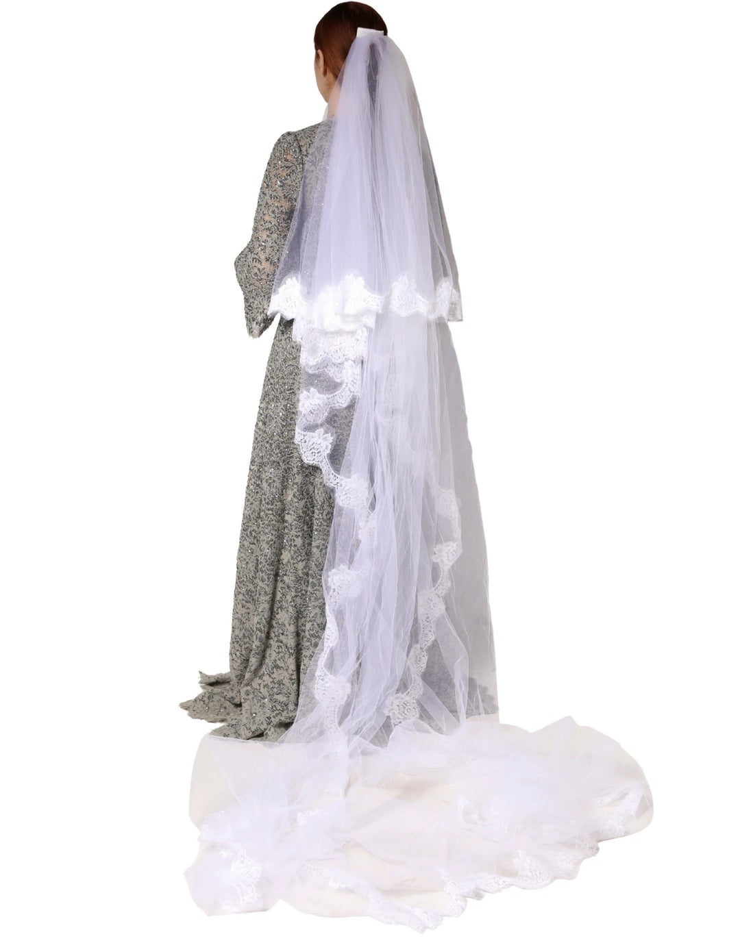 Dolce &amp; Gabbana Sample Sale Dolce &amp; Gabbana White Floral LaceNylon Floor Length 3M Long Veil - | Designer outlet