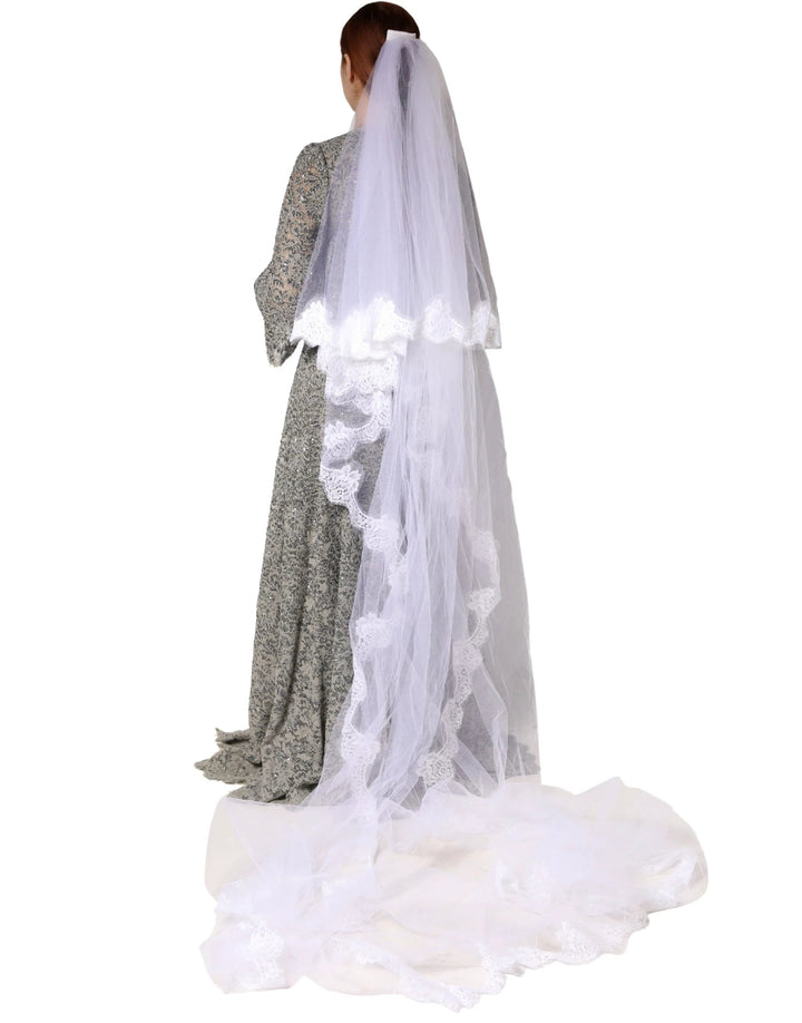 Dolce &amp; Gabbana Sample Sale Dolce &amp; Gabbana White Floral LaceNylon Floor Length 3M Long Veil - | Designer outlet