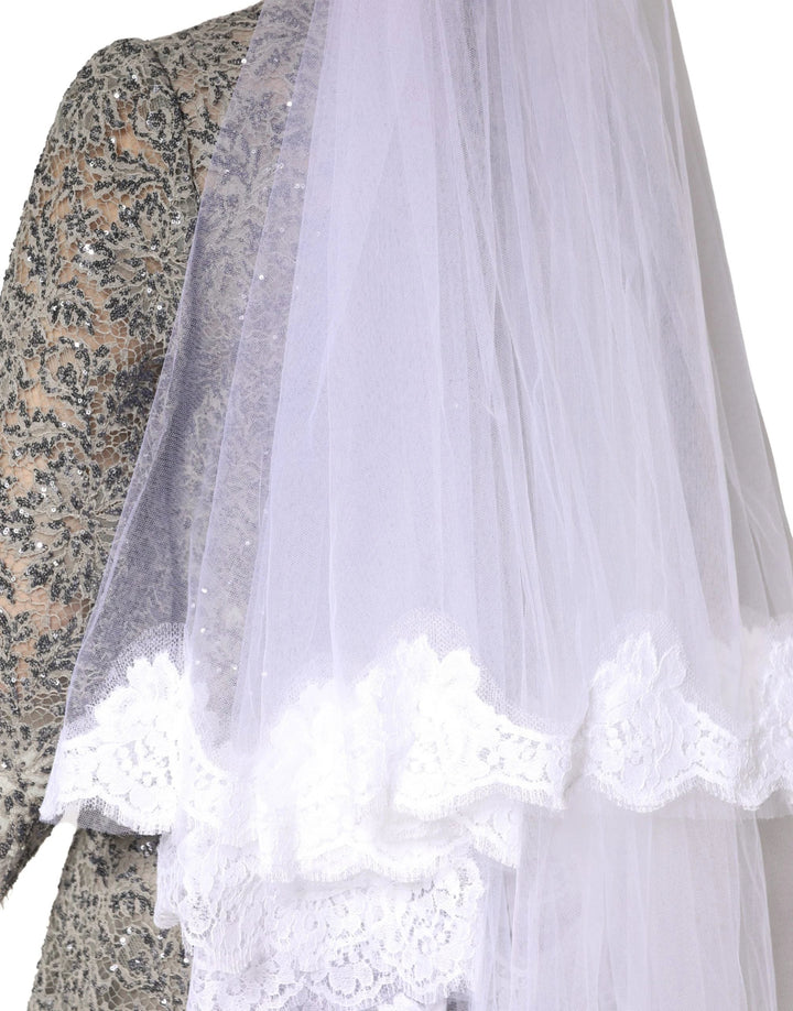 Dolce &amp; Gabbana Sample Sale Dolce &amp; Gabbana White Floral LaceNylon Floor Length 3M Long Veil - | Designer outlet