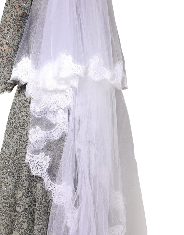 Dolce &amp; Gabbana Sample Sale Dolce &amp; Gabbana White Floral LaceNylon Floor Length 3M Long Veil - | Designer outlet