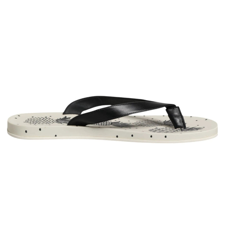 Dolce &amp; Gabbana Sample Sale Dolce &amp; Gabbana White Pineapple Print Slides Flip Flops Shoes - | Designer outlet