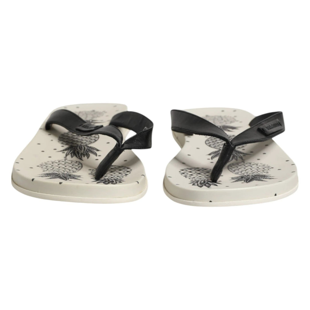 Dolce &amp; Gabbana Sample Sale Dolce &amp; Gabbana White Pineapple Print Slides Flip Flops Shoes - | Designer outlet