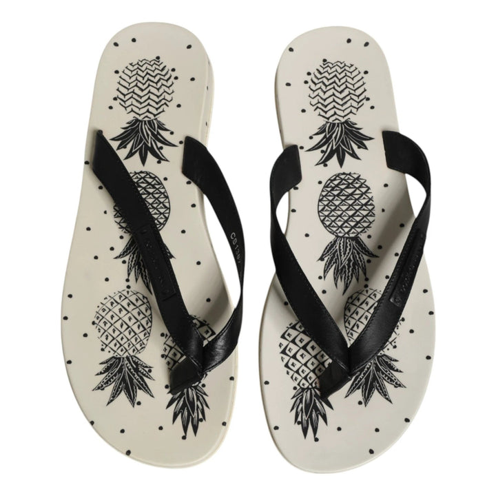 Dolce &amp; Gabbana Sample Sale Dolce &amp; Gabbana White Pineapple Print Slides Flip Flops Shoes - | Designer outlet