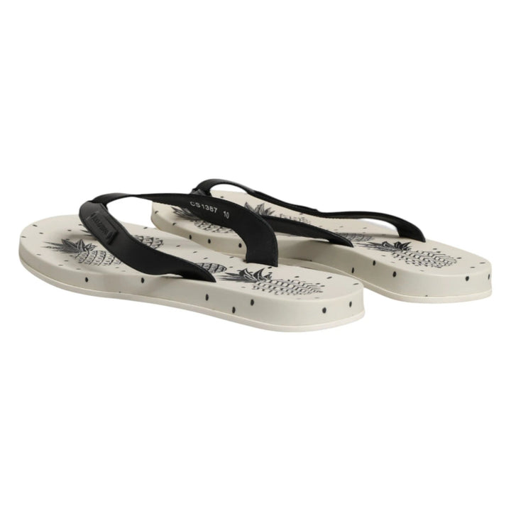 Dolce &amp; Gabbana Sample Sale Dolce &amp; Gabbana White Pineapple Print Slides Flip Flops Shoes - | Designer outlet