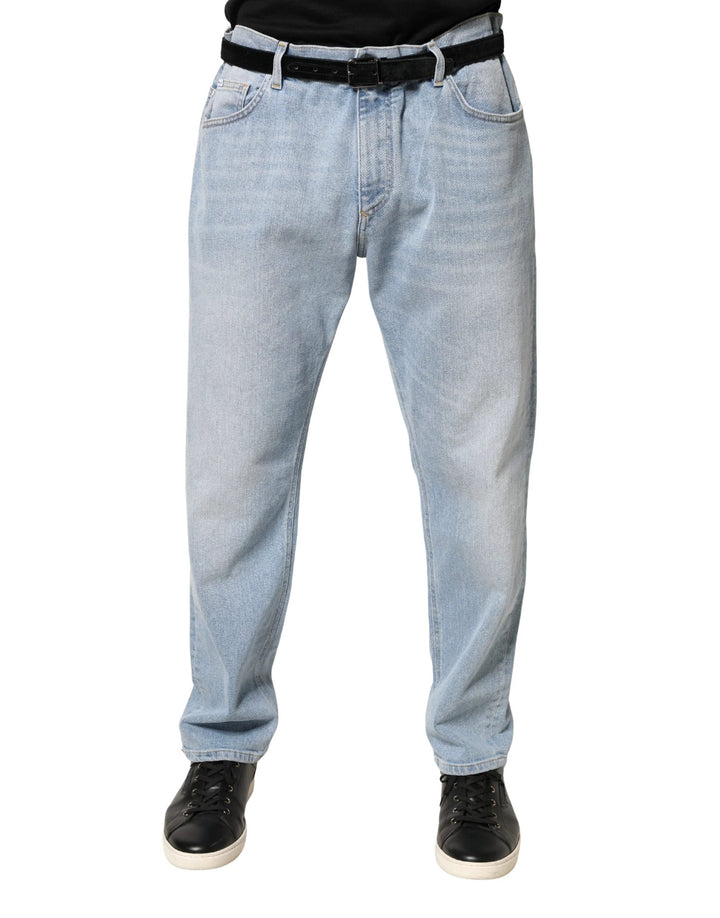 Dolce &amp; Gabbana Sample Sale Dolce &amp; Gabbana Light Blue Washed Loose Cotton Denim Jeans - | Designer outlet