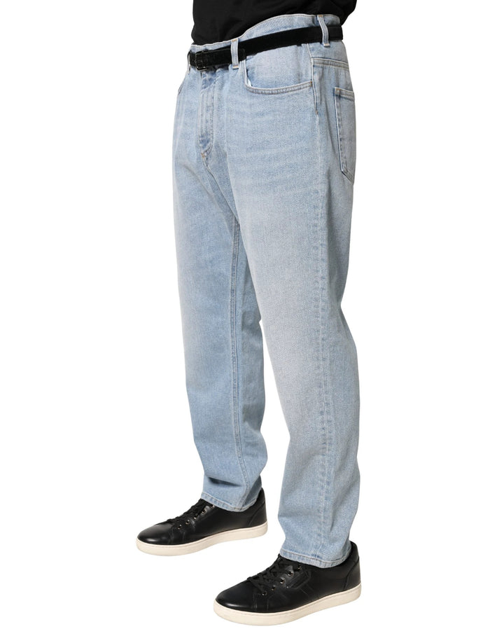 Dolce &amp; Gabbana Sample Sale Dolce &amp; Gabbana Light Blue Washed Loose Cotton Denim Jeans - | Designer outlet