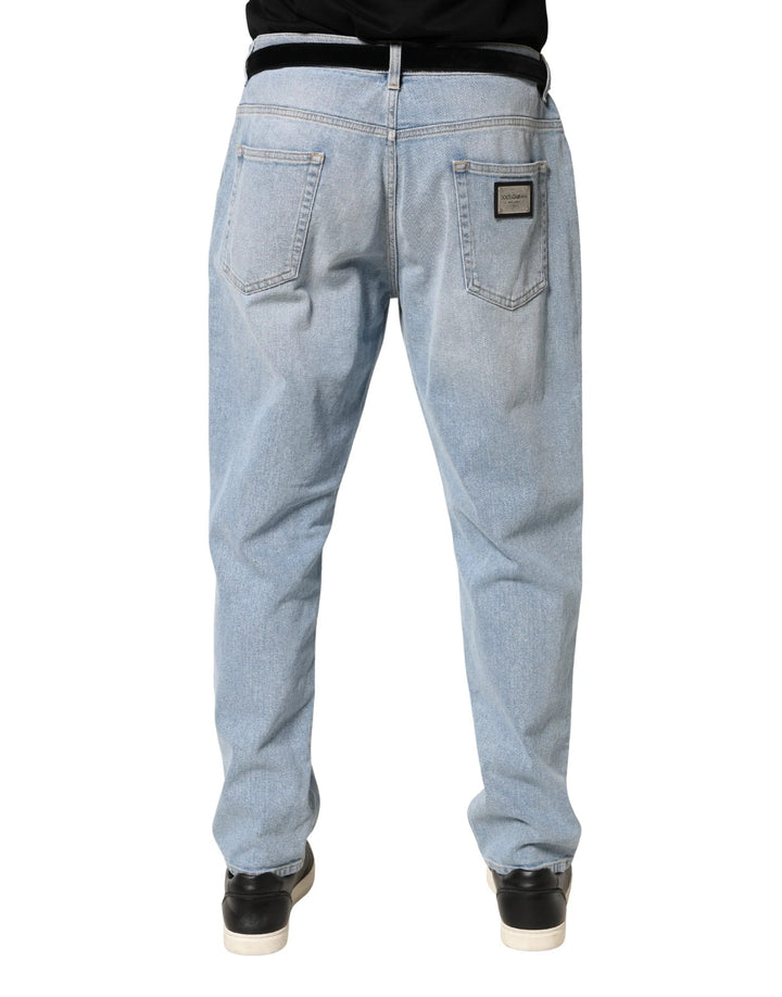 Dolce &amp; Gabbana Sample Sale Dolce &amp; Gabbana Light Blue Washed Loose Cotton Denim Jeans - | Designer outlet