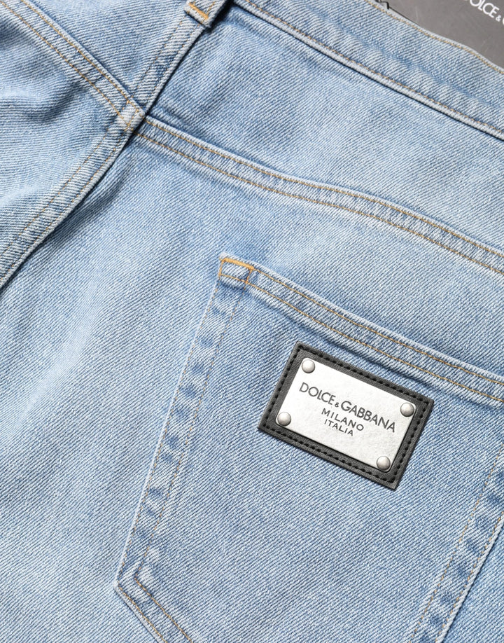 Dolce &amp; Gabbana Sample Sale Dolce &amp; Gabbana Light Blue Washed Loose Cotton Denim Jeans - | Designer outlet