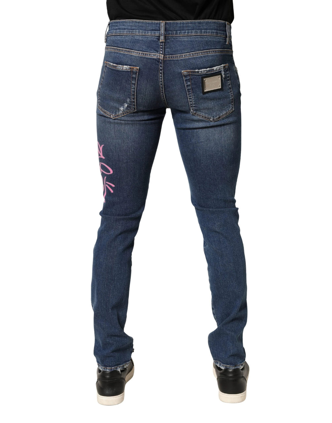 Dolce &amp; Gabbana Sample Sale Dolce &amp; Gabbana Blue Distressed Graffiti Print Skinny Jeans - | Designer outlet
