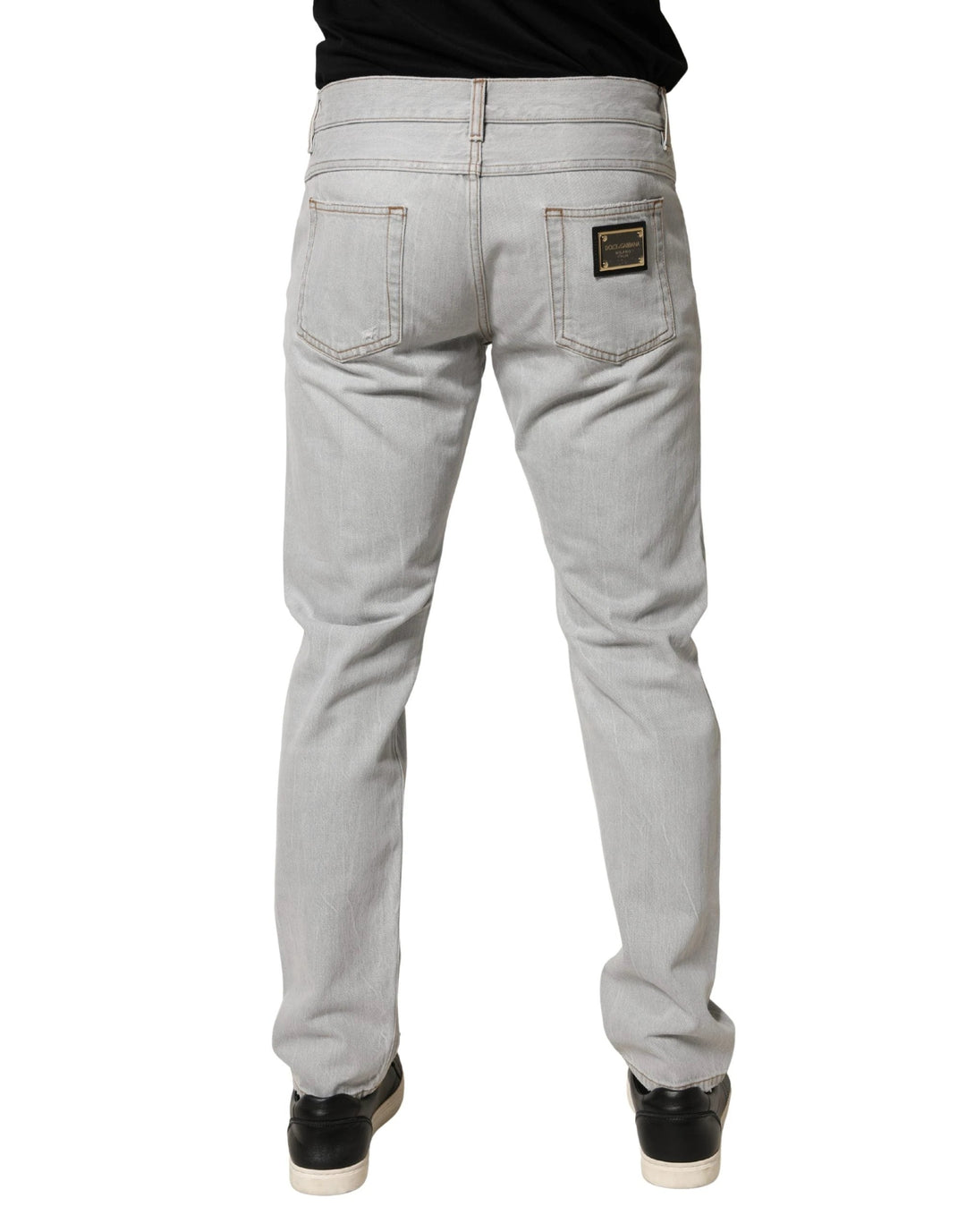 Dolce &amp; Gabbana Sample Sale Dolce &amp; Gabbana Light Gray Ripped Cotton Regular Denim Jeans - | Designer outlet