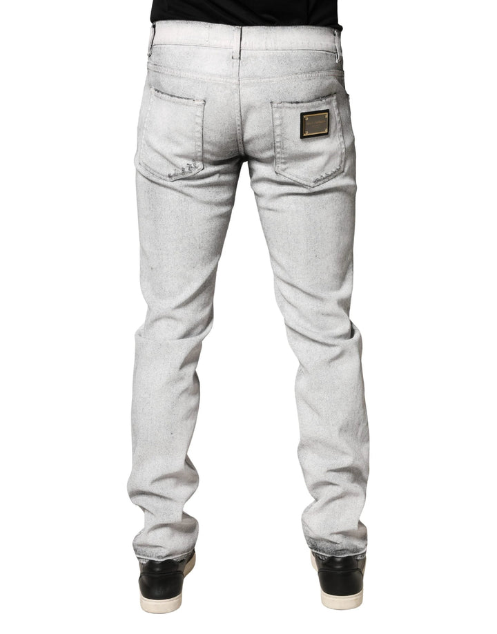 Dolce & Gabbana Sample Sale Dolce & Gabbana Light Gray Distressed Skinny Men Denim Jeans - | Designer outlet