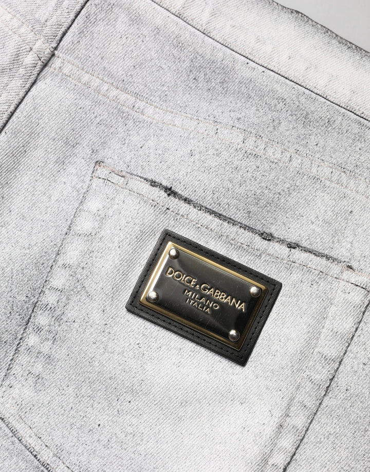 Dolce & Gabbana Sample Sale Dolce & Gabbana Light Gray Distressed Skinny Men Denim Jeans - | Designer outlet