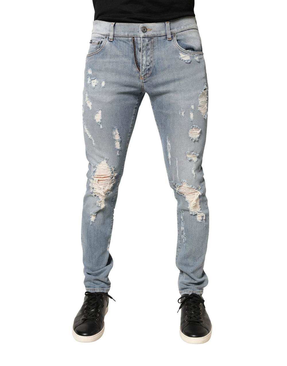 Dolce & Gabbana Sample Sale Dolce & Gabbana Light Blue Distressed Skinny Men Denim Jeans - | Designer outlet