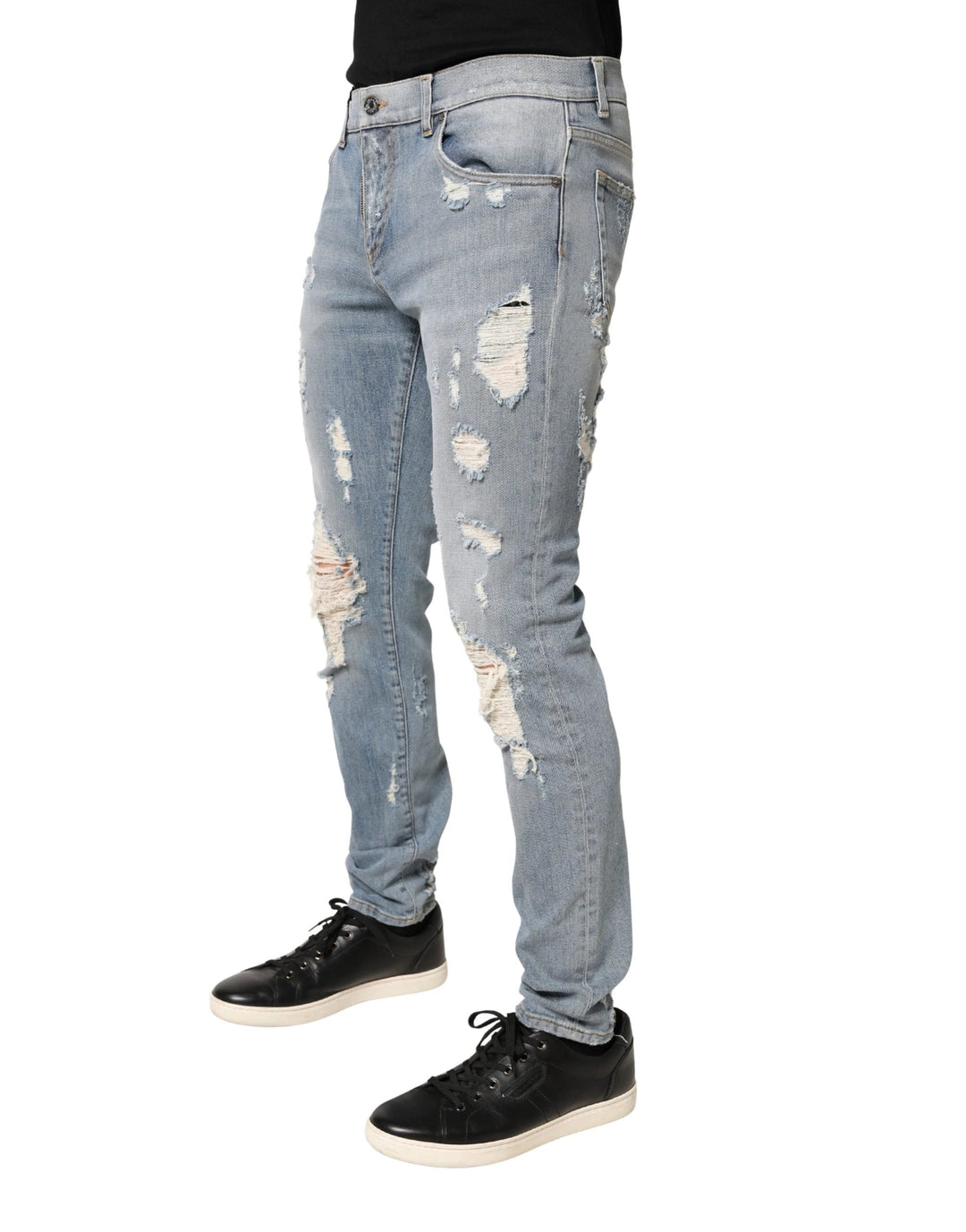 Dolce & Gabbana Sample Sale Dolce & Gabbana Light Blue Distressed Skinny Men Denim Jeans - | Designer outlet