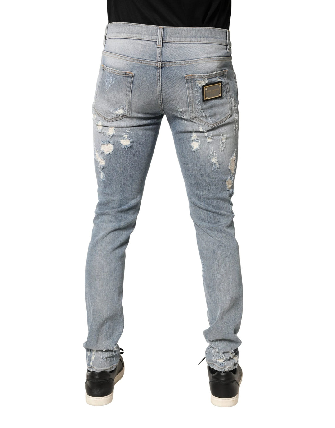 Dolce & Gabbana Sample Sale Dolce & Gabbana Light Blue Distressed Skinny Men Denim Jeans - | Designer outlet